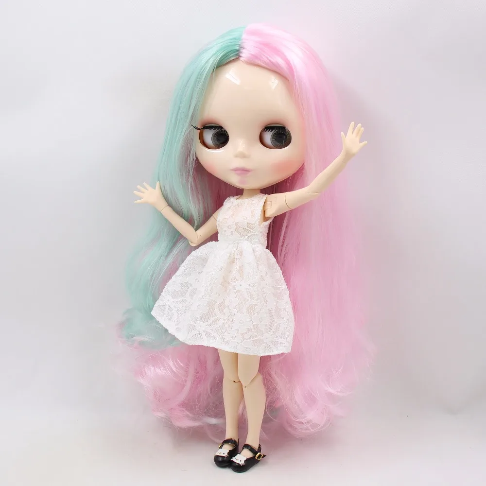 Ледяная DBS шарнирная кукла Blyth игрушка розовый микс мятно зеленые волосы