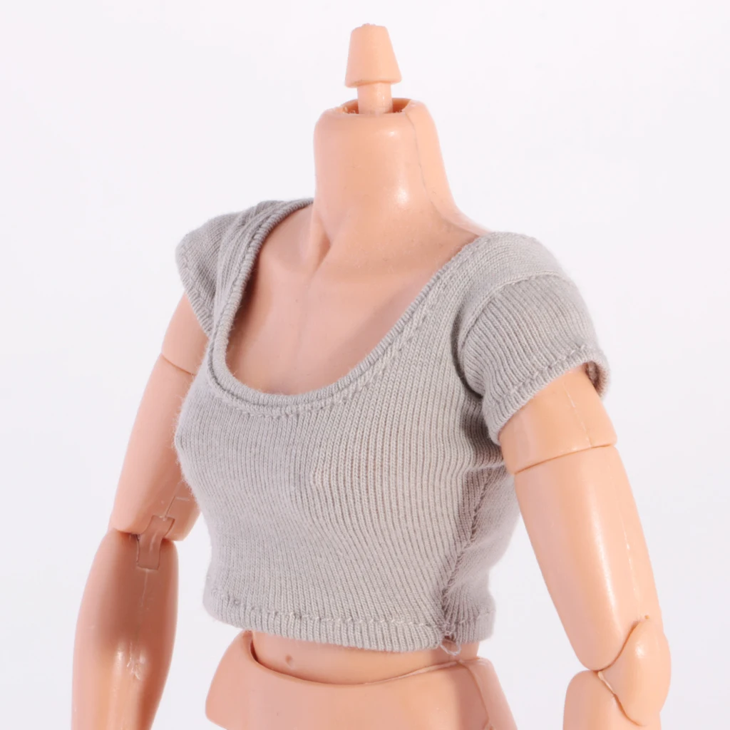 Fashion 1/6 Short Sleeve Crop Top T-Shirt Vest for Blyth 12