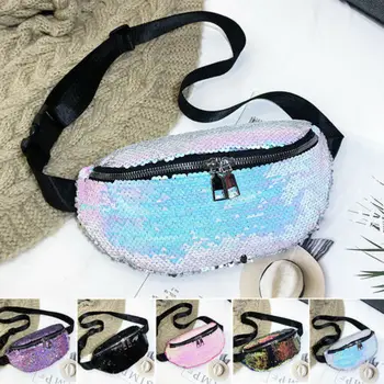 

Women's Reversible Mermaid Sequin Waist Fanny Pack Belt Bum Bag Pouch Hip Purse Fanny Pack Ladies Waist Pack Belly Bags Purse