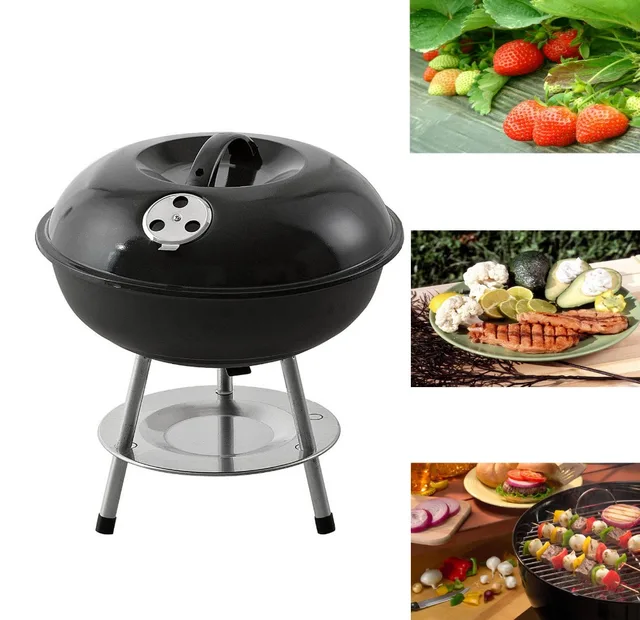 14 Mini Table Top Black Stainless Steel Kettle Portable Bbq Grill 14 Mini Table Top Black Stainless Steel Kettle Portable Bbq Grill Charcoal Camping Easy Carrying Barbecue