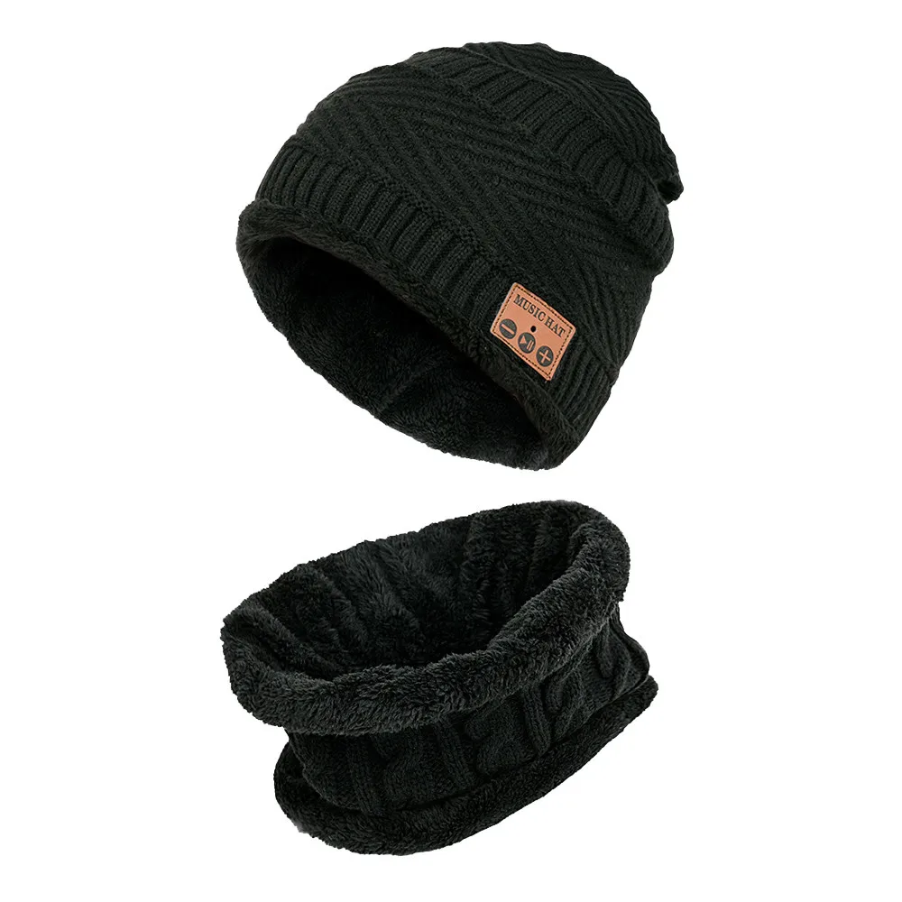 Унисекс Bluetooth Беспроводная умная шапка бини с шейным платком теплые зимние шапочки мужские шарф вязаная шапка шапки маска#410