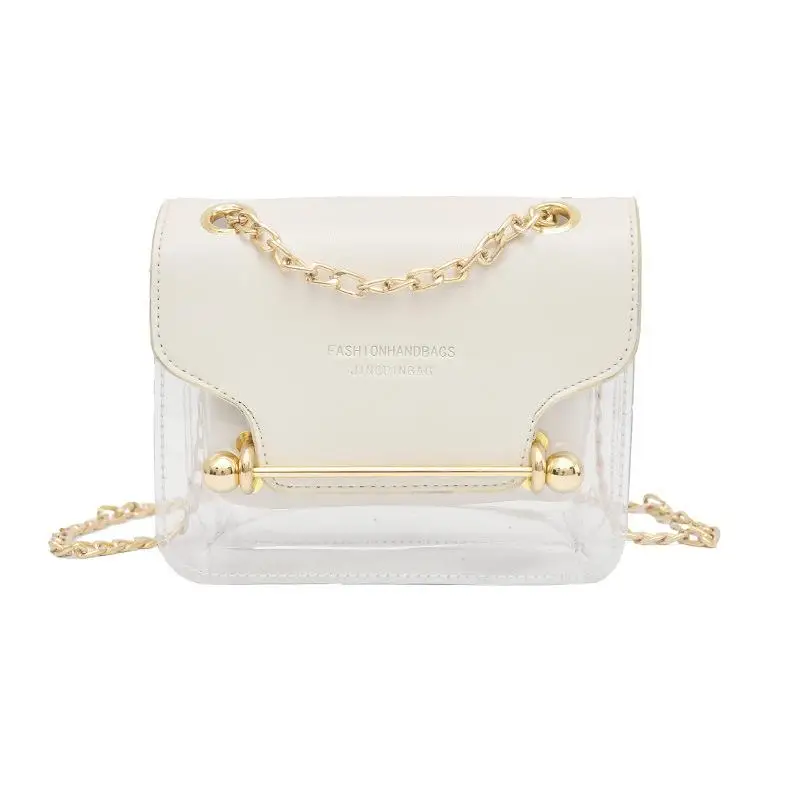 Женская прозрачная сумка на плечо, модная брендовая Маленькая прозрачная сумка через плечо из искусственной кожи, женская пляжная сумка, дизайн - Цвет: White