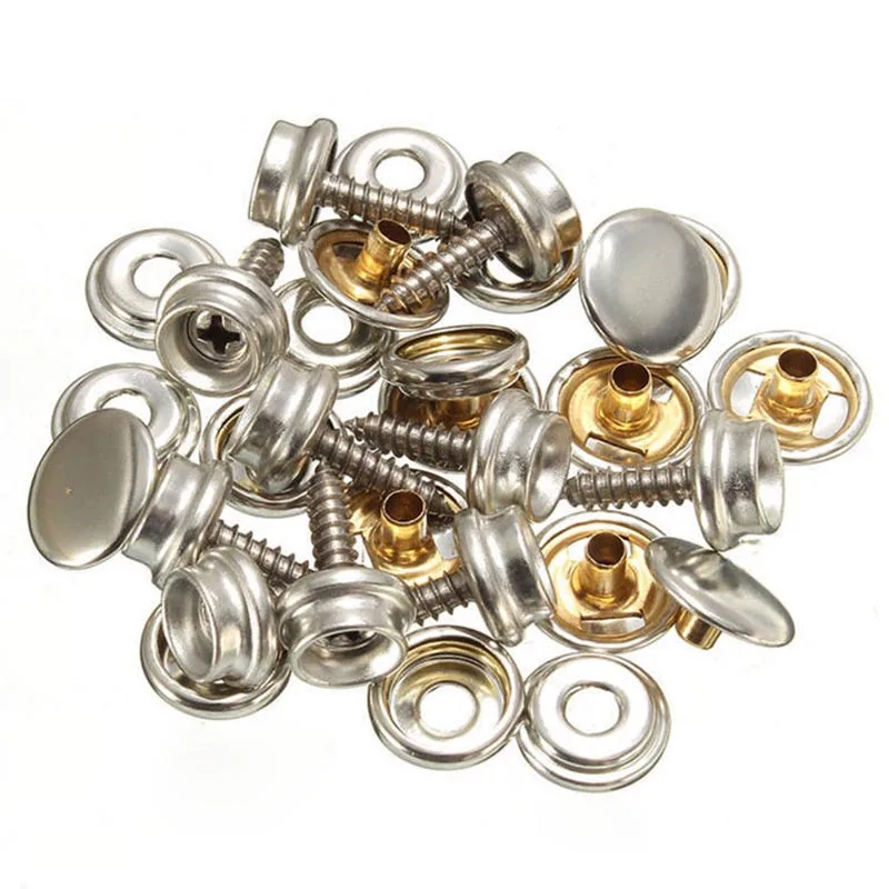 

New 50Pcs Push Button Set Stainless Steel Snap Buttons Kit With Tools for Tarpaulin Camping Sewing SF66