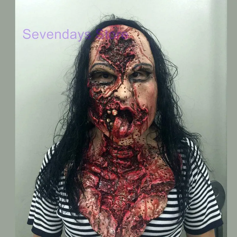 

2018New Halloween Scary Skull Zombie Mask Realistic Zombie Helmet Mask Breathable Latex Mask Adults Fancy Dress Party Masks
