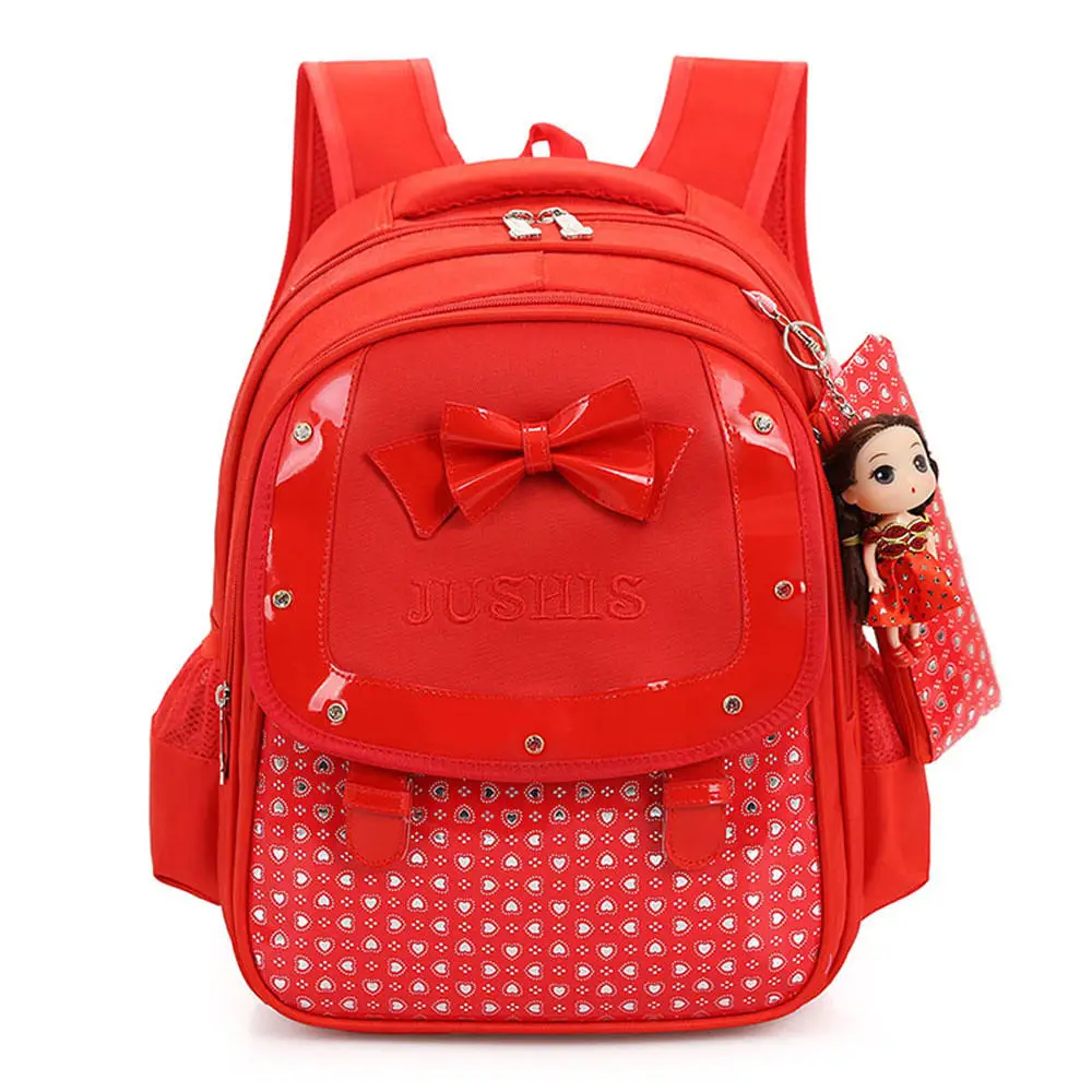 Aelicy Роскошные детские сумки для девочек детский сад детские школьные сумки мультфильм галстук-бабочка девочка милый детский школьный рюкзак - Цвет: Красный