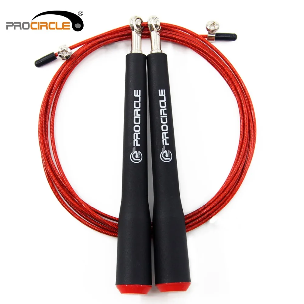 PROCIRCLE speed Jump Rope-регулируемые 10 футов-скакалки лучше всего подходят для занятий фитнесом боксом MMA Training-металлические шариковые подшипники-черный - изображение
