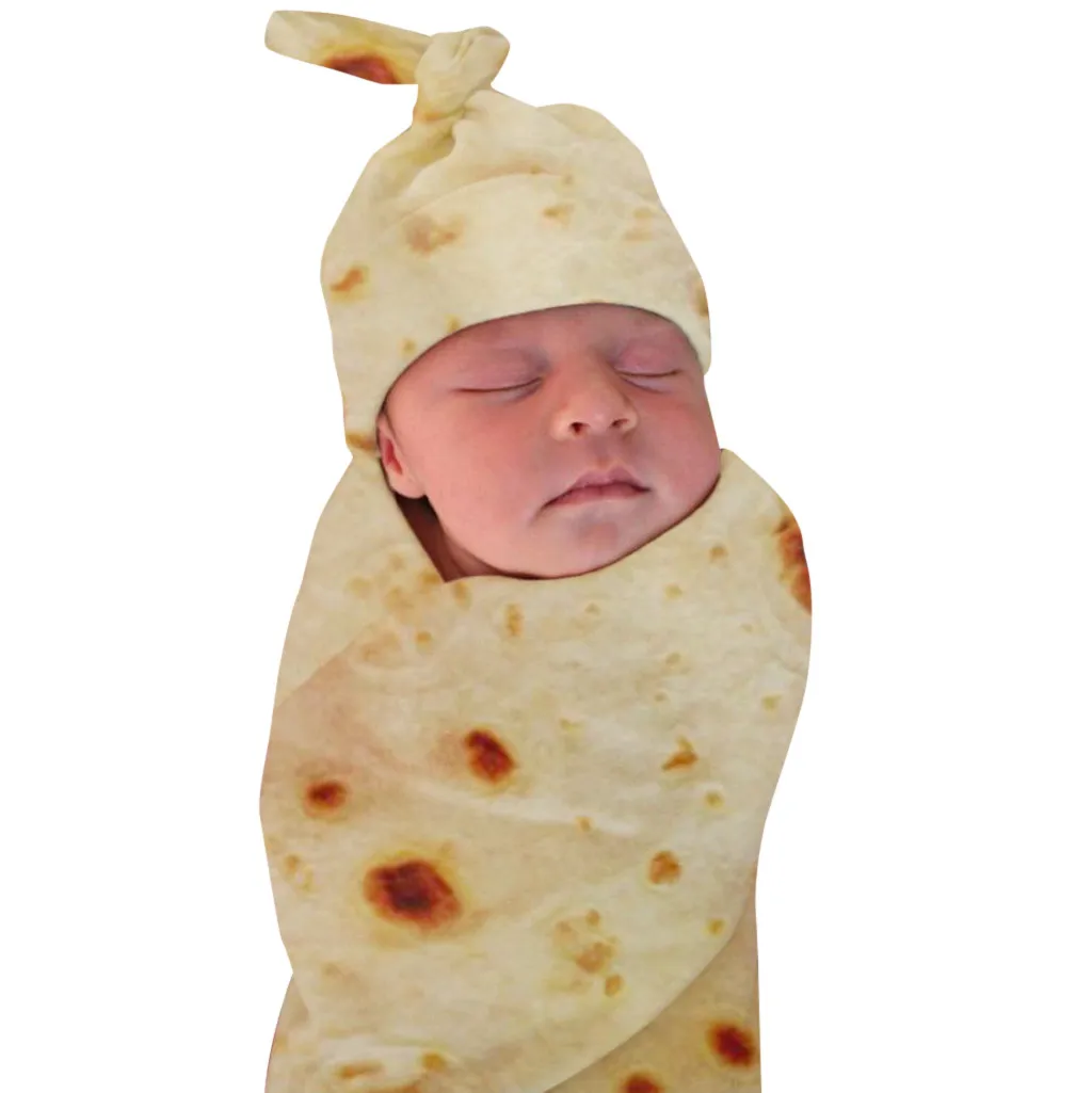

Fashion blanket swaddle Burrito Blanket Baby Flour Tortilla Swaddle Blanket Sleeping Swaddle Wrap Hat For Baby Sleep