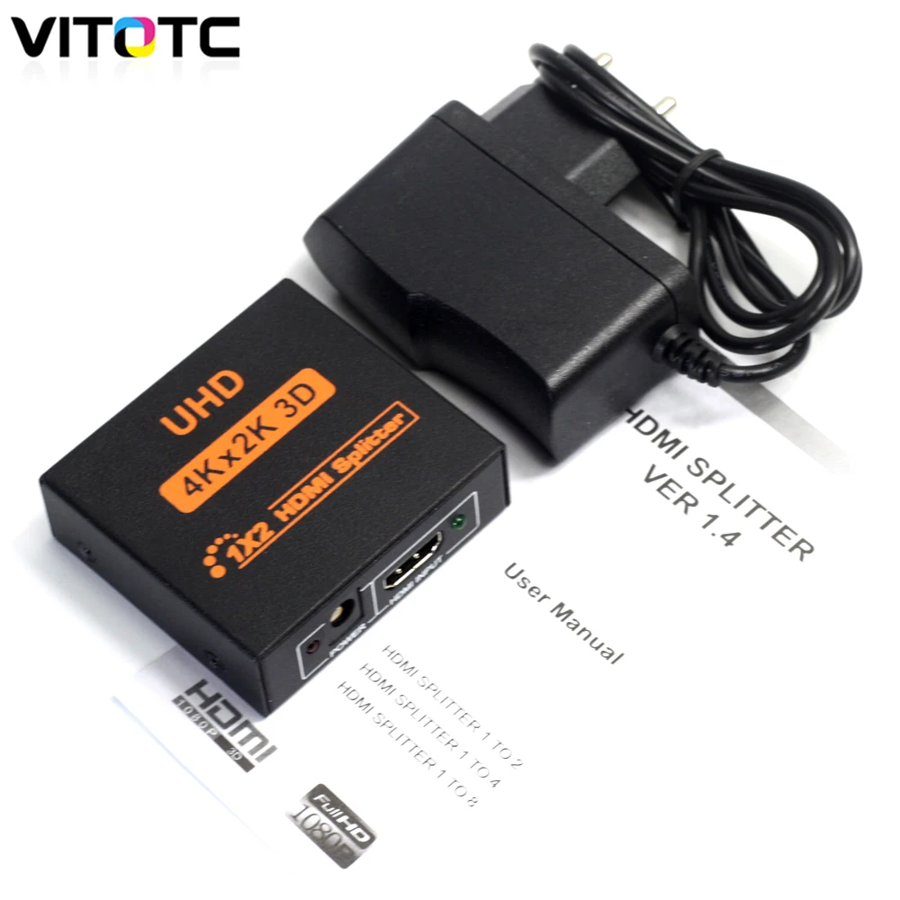 1 в 2 выхода HDMI сплиттер переключатель Verteiler для 1080P 3D HDCP HDTV Full HD PC PS3 с AC/DC адаптер
