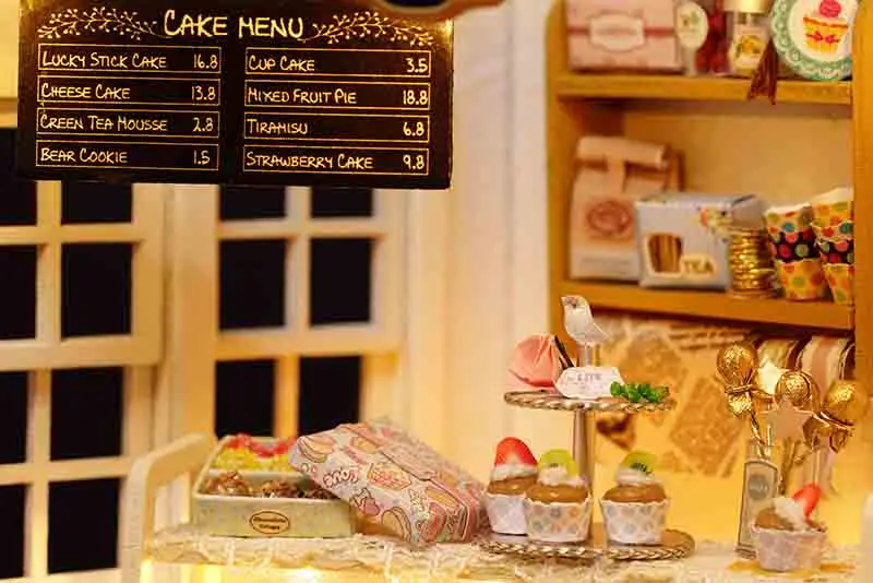 Cake Diary DIY Miniature Doll House 3D Wodden Handmade Dust Cover DollHouse Toy Miniaturas Furniture Kit Dollhouse Toys for Kids Gifts (5)