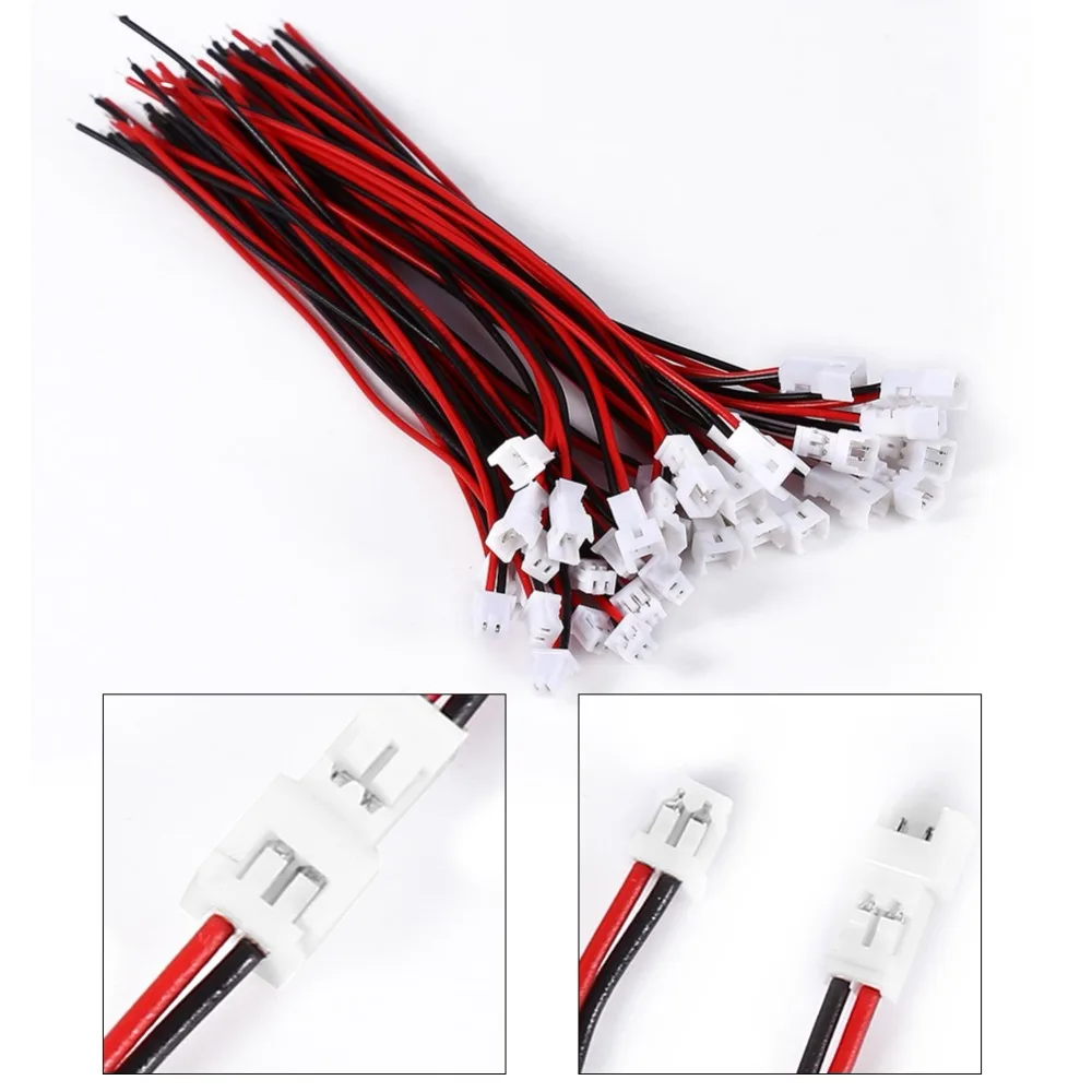 20 Pairs 1.25mm 2 Pin Male & Female Connection Cables Cord 100mm Micro Plug Wires Male & Female