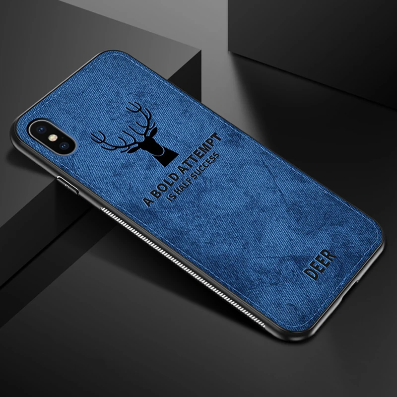 Cloth Fabric 3D Embossed Deer Case For iPhone XR XS X 6 6S 7 8 Plus 11 13 Pro Max 12 Mini i Phone SE Soft TPU Frame Cover Coque iphone 13 magnetic case