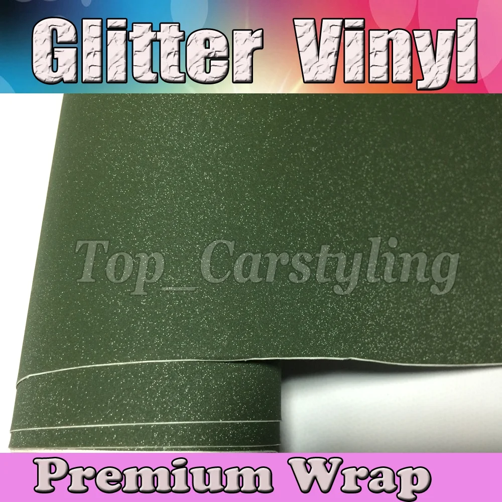 Army Green Glitter Sparkle Vinyl Car Wrap Sticker with Air bubble Free