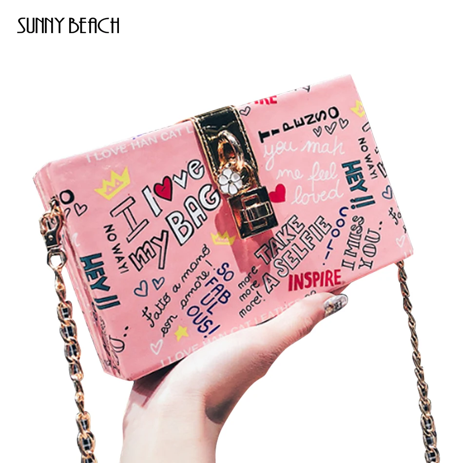 

new arrival Box bag woman summer new style fashionable small square bag fashionable letter single shoulder slanted chain bag