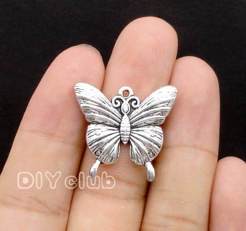 30pcs-антикварная серебряная подвеска-бабочка 25x23мм | Украшения и аксессуары