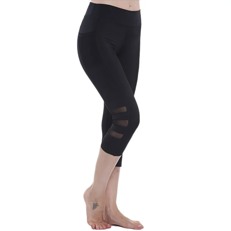 NEW Women Gym Fitness Hollow Mesh Breathable Pants Athletic Pant ...