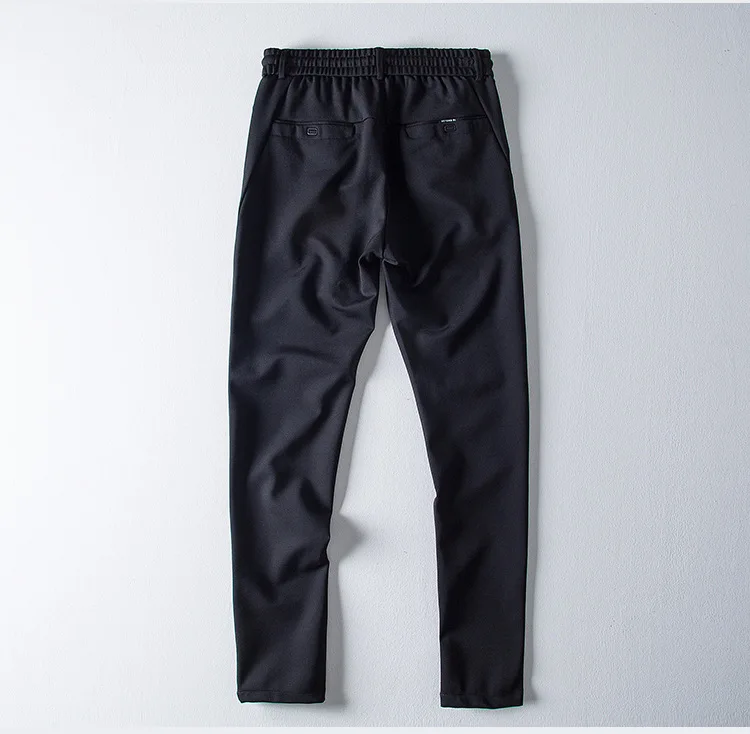 Черные осенние плотные брюки мужские повседневные длинные брюки с эластичной резинкой на талии мужские хлопковые Тонкие штаны Мужские