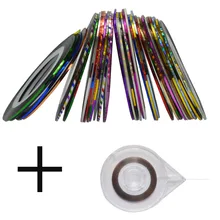 32 шт Смешанные лазерные цветные рулоны полоса лента линия+ 1 линия Чехол DIY Красота советы дизайн ногтей наклейки украшения маникюрные наборы CH288