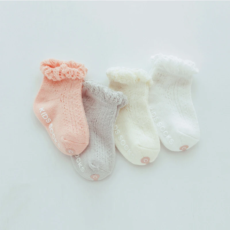 Baby Girls lace Short anti-slip Socks Cotton Newborn infant Princess Ruffle kid mesh toddler white Sock child Clothing Accessory 2
