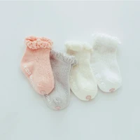 Baby Girls lace Short anti-slip Socks Cotton Newborn infant Princess Ruffle kid mesh toddler white Sock child Clothing Accessory 2