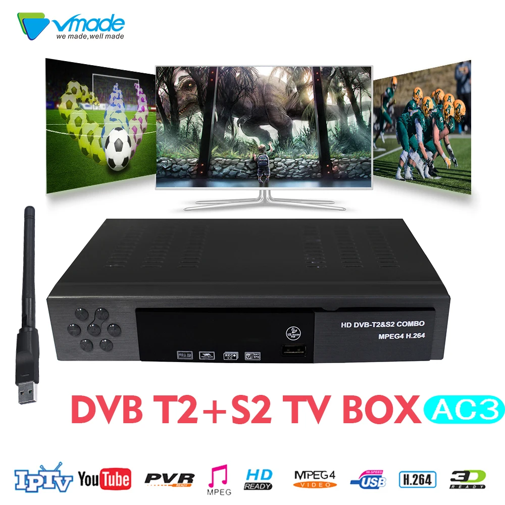 

Full HD Set TV box DVB-t2 DVB-s2 Digital Terrestrial Satellite receiver MPEG-2/4 H.264 suppt Dolby Digital AC3 Cccam+WiFi