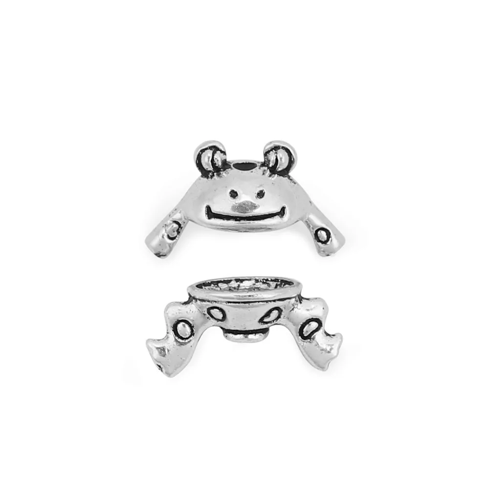 

Lovely 10 Sets Silver Tone Frog Charm Bead Caps Set 15x9mm (B08765)