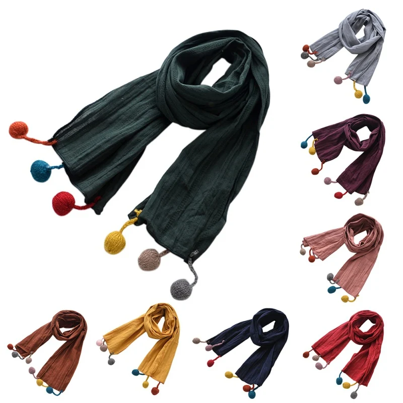 

Kids Scarf Warm Shawl Wraps Long Neckerchief Boys Girls Simple Solid Color Scarves New