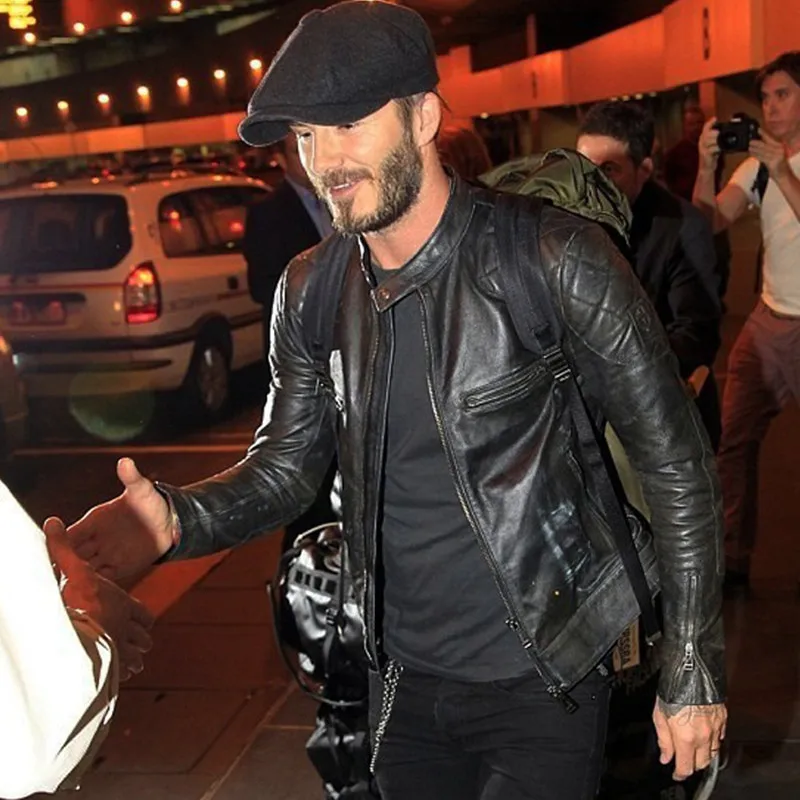 LeatherHits Mens David Beckham Genuine Leather Jacket
