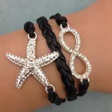 1 шт. бесконечно ручная работа браслет. металл очарование, воск шнур, кожаный браслет, модный драгоценный браслет 3621