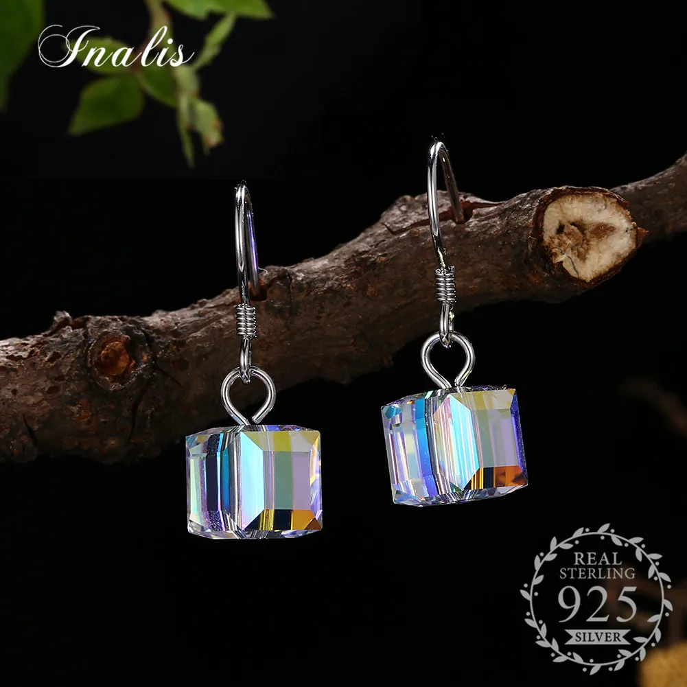 

INALIS 100% 925 Silver LEKANI Crystals from Swarovski Drop Earrings for Women Dangle Earrings Fine Jewelry Party Accessories