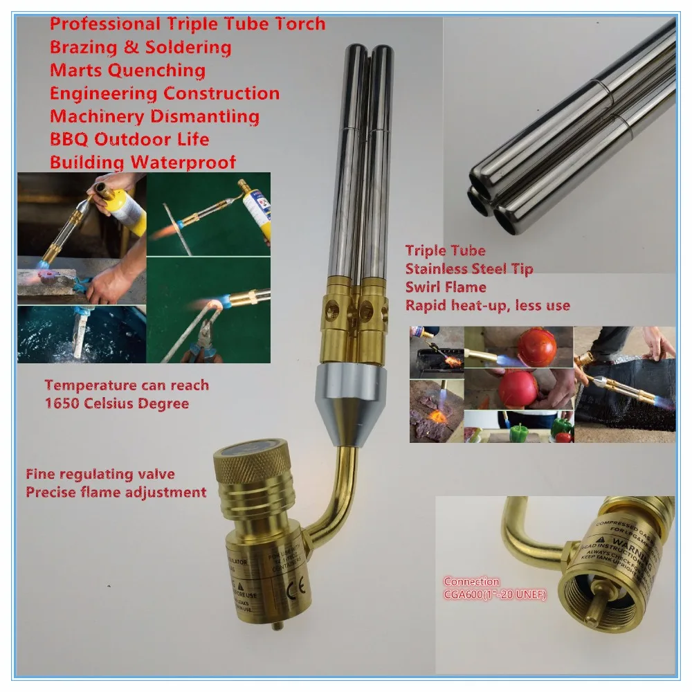 Mapp Gas Welding Torch Brazing Gun Super 3 Pipes Propane Gas Welding