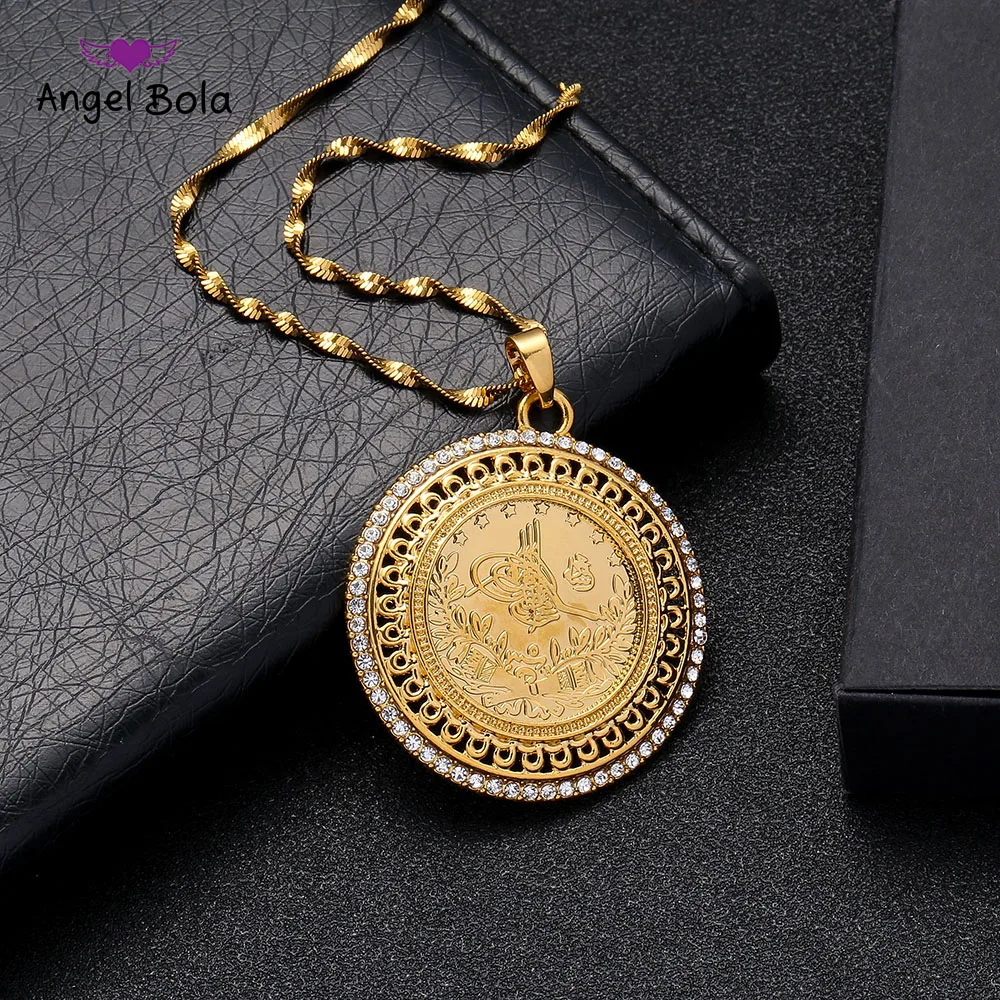 Gold and Crystal Allah Pendant and Necklaces for Women Middle East ...