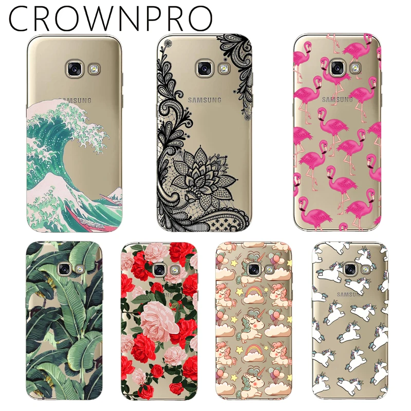 

CROWNPRO FOR Capa Samsung Galaxy A7 2017 Case Cover A720 Soft TPU Painted Back Protective FOR Coque Samsung A7 2017 Case