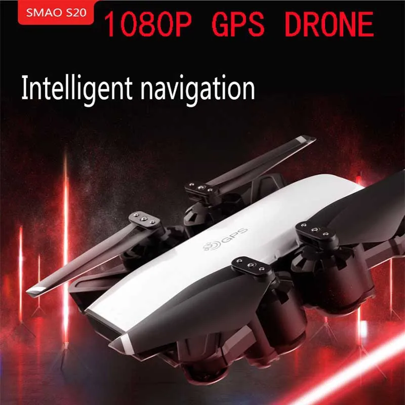 

Follow Me S20 drone 1080P HD Camera Drone Double GPS FPV RC Quadcopter Foldable Selfie Brush Motor Toys For Kids Beginners