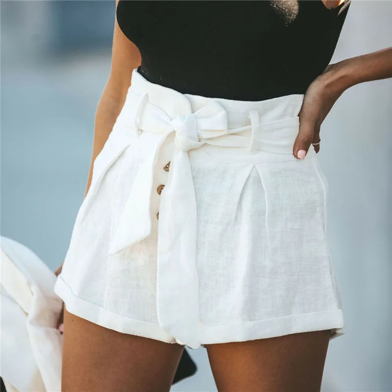 

2019 Fashion Women's Summer Casual High Waist Summer Strappy Shorts Casual Striped Beach Sport Hot Shorts New Arrival