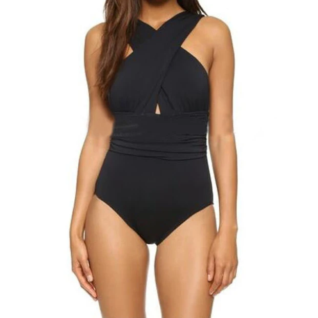 Купальники 2017 пуш-ап бретельки купальник женщин один кусок купальники высокая шея бинты Бразильский плюс Размер Пляжная одежда ХХL