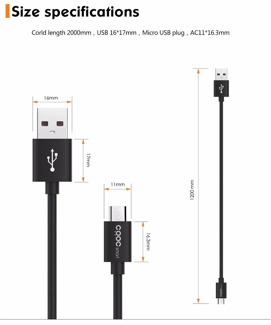 CRDC Micro USB кабель с поддержкой QC 2,0/3,0, 1 м 2 м 3 м 5 м высокоскоростное зарядное устройство и синхронизация данных телефонный кабель для телефона Android для samsung htc Xiaomi и т. Д