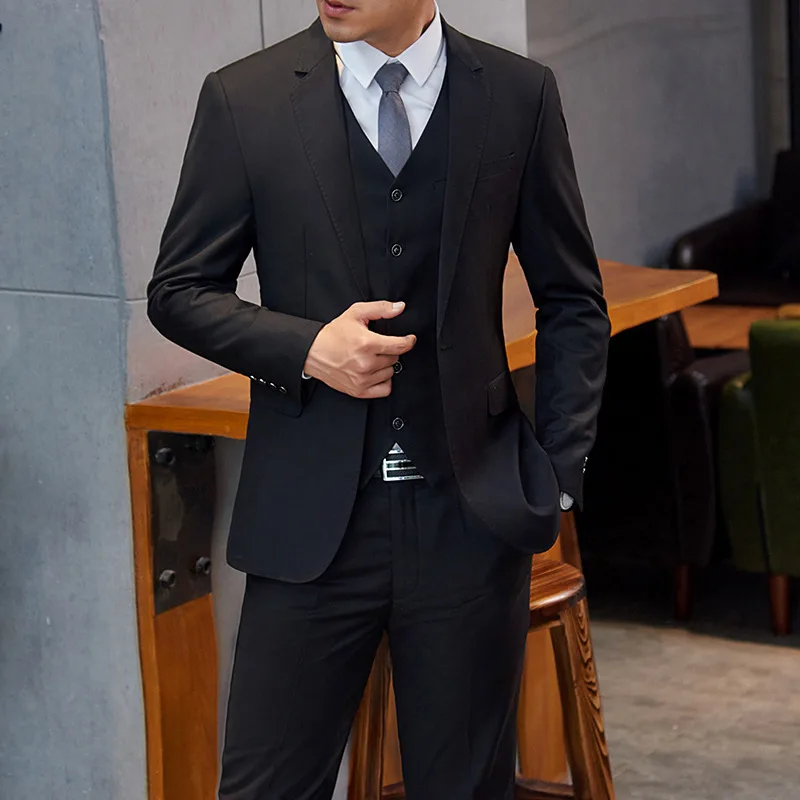 OSCN7 простой портной костюм для мужчин 3 шт джентльмен деловой Свадебный индивидуальный мужской костюм Блейзер настроить 20 - Цвет: Blazer Pants Vest