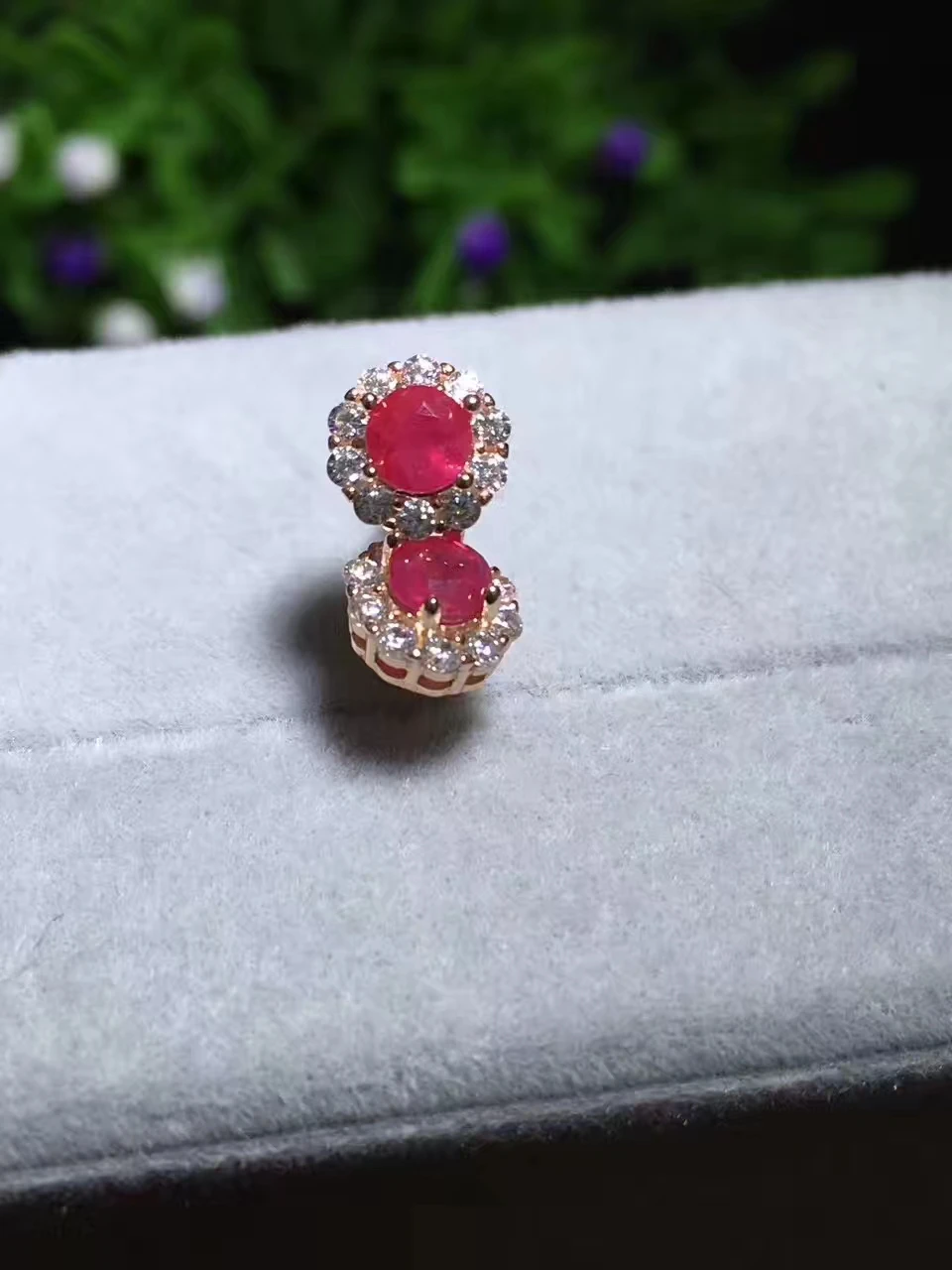 Серьги гвоздики из серебра 925 пробы с натуральным красным Рубином|stud earrings|jewelry