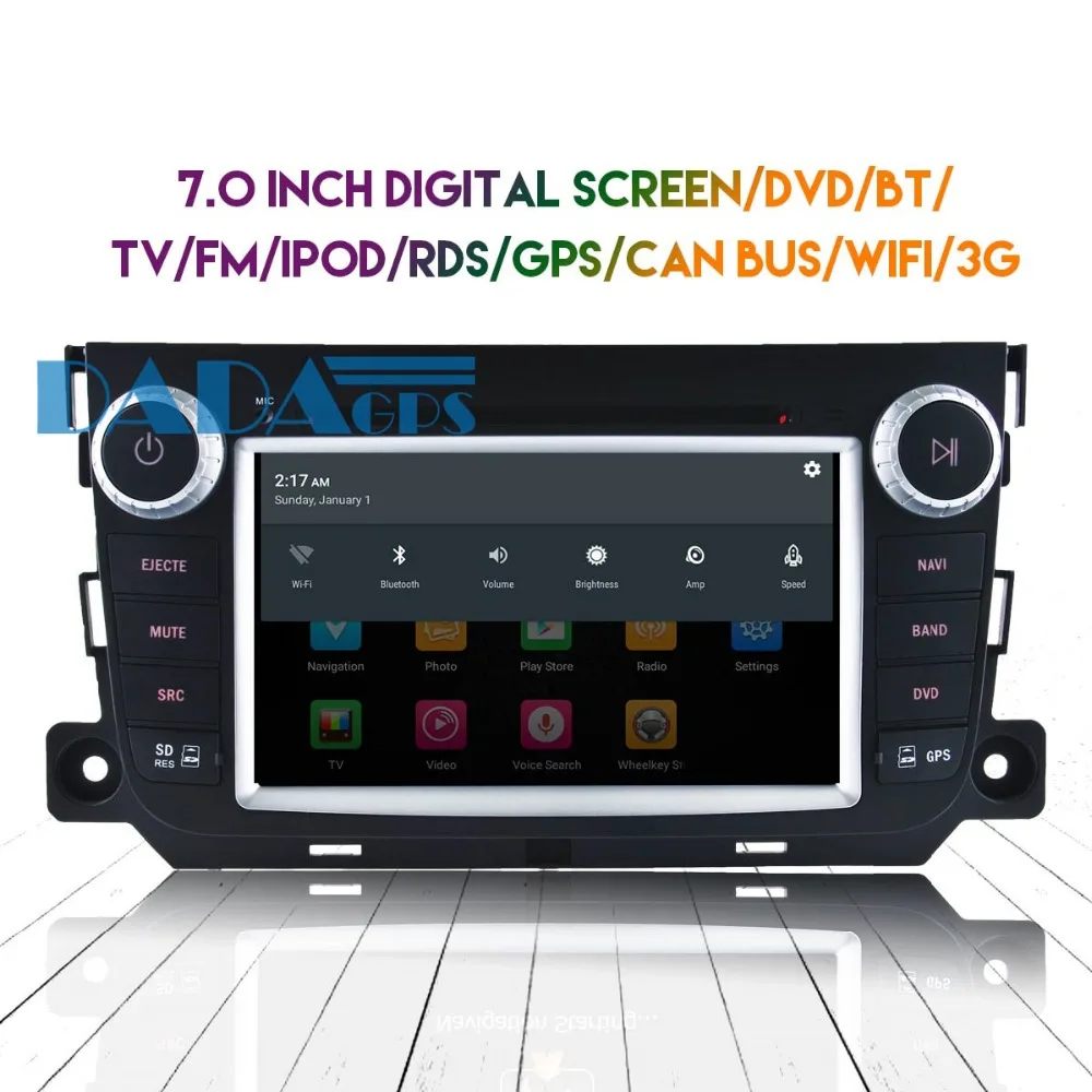 Car DVD Player Radio Android 7.1 8.0 Headunit For Smart Fortwo 2012-2017 GPS Navigation Car Stereo SatNav Multimedia Audio Video