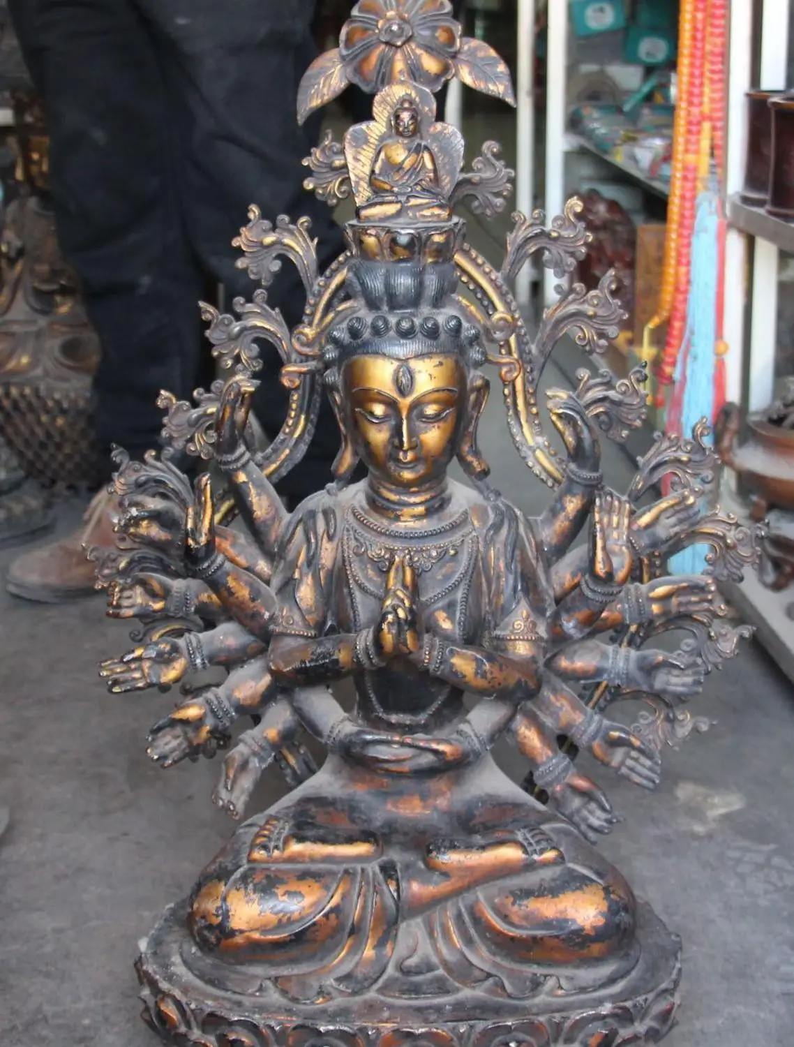 

30"Old Purple Bronze 1000-Arm Avalokiteshvara Kwan-yin Shakyamuni Buddha Statue