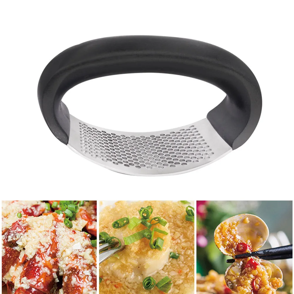 

430 Stainless Steel Garlic Press Manual Rocker Crusher Garlic Squeezer Slicer Chopper Cooking Gadgets Tools Kitchen Accessories