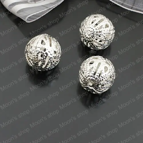 Wholesale 18mm Silver Color Hollow Ball Iron Beads Findings Accessories