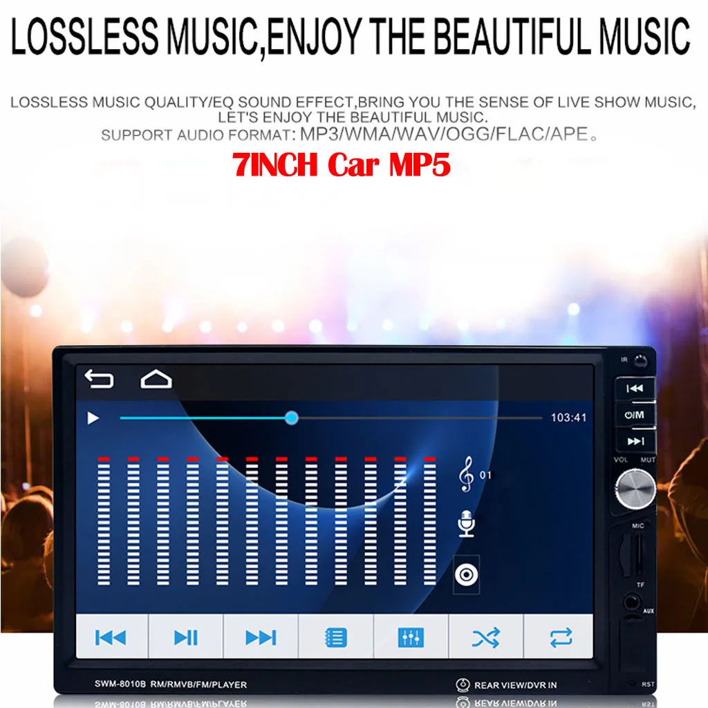 

Brand New 8010B Stereo 7 INCH Screen Car MP5 Player FM Radio BT4.0 USB AUX USB ForBluetooth function Read card Car MP5 #P5