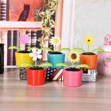 Пластиковые ремесла дома автомобиль цветочный горшок солнечной энергии откидной клапан цветок завод качели Авто Танцующая игрушка автомобиль Стайлинг украшения 1 шт