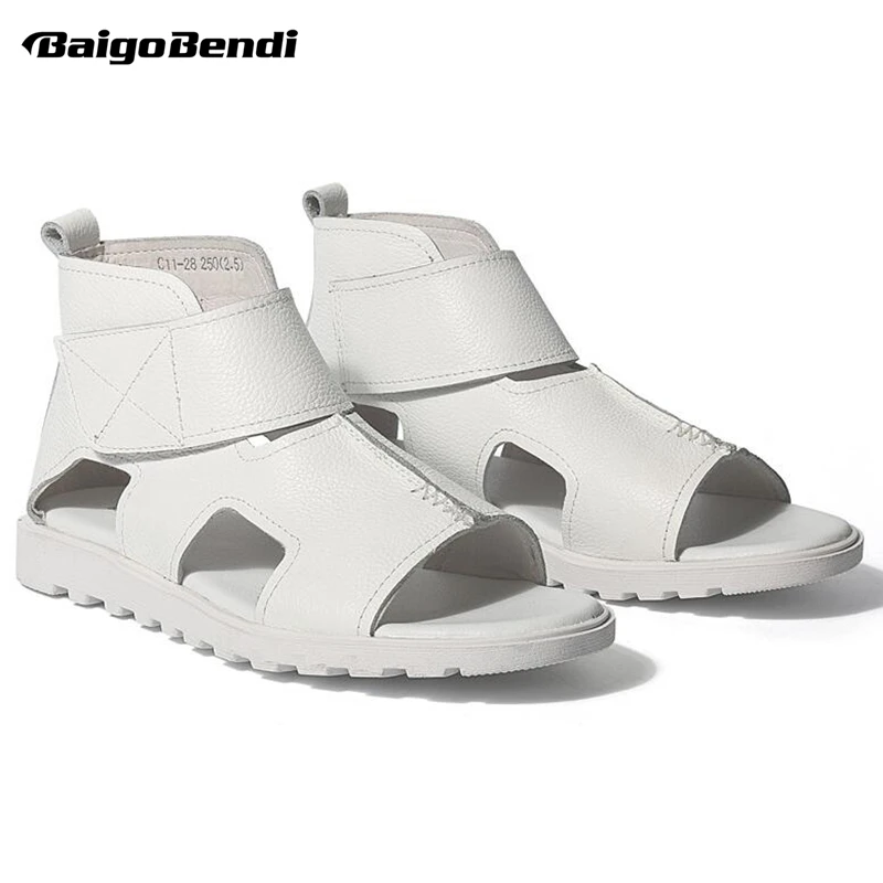 Hight cut Hook Loop Men Sandals Trendy Gladiator Leather Sandals Business Man Retro Summer Casual Shoes