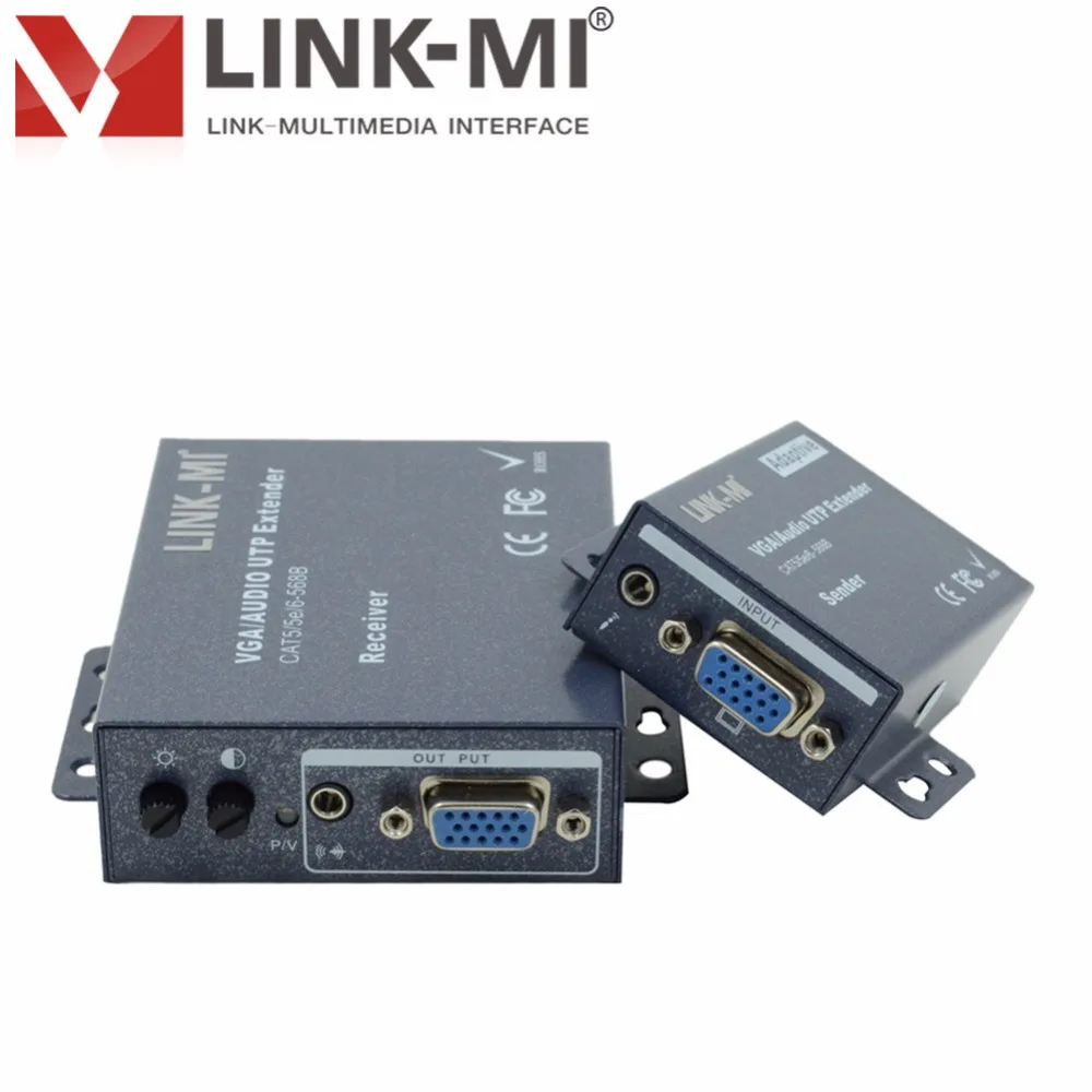 LINK-MI 100 м адаптивный VGA UTP RJ45 Удлинитель hdmi передатчик и приемник до 1920x1440 дополнительный стерео аудио 3,5 мм стерео джек