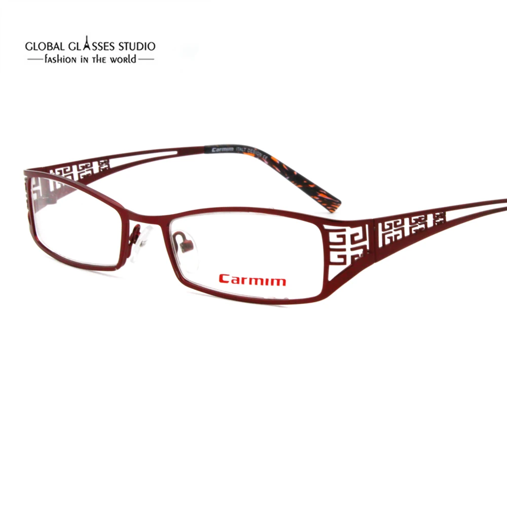 Rectangle Lens Metal Eyeglasses Hollow Chinese Carving Temple Men Women Optical Frames CMG7001
