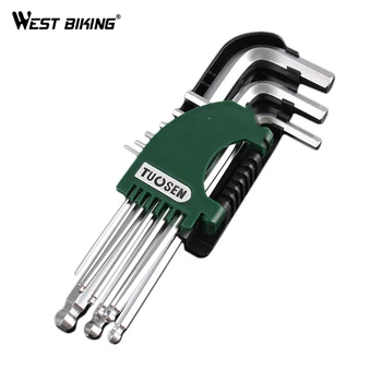

WEST BIKING 9 Piece Long Arm Metric Hex Key Set Allen wrench 1.5-10 mm Hexagon Socket Wrench Sets Ball Head L-shaped Hex Wrench