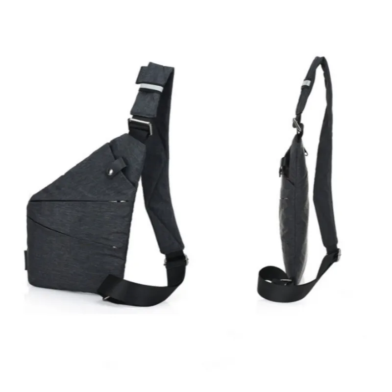 Mens Crossbody Chest Bags Multifunctional USB Charger Headphone Digital Organizer Shoulder Bag Diagonal Package