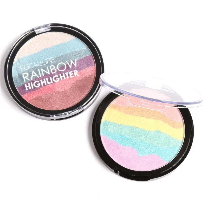 FOCALLURE Highlighter Makeup Rainbow Brighten Long lasting 3D Face